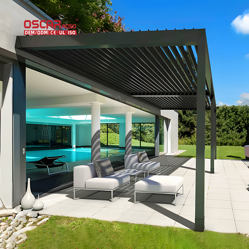 motorized louver proof system retractable patio pergola outdoor