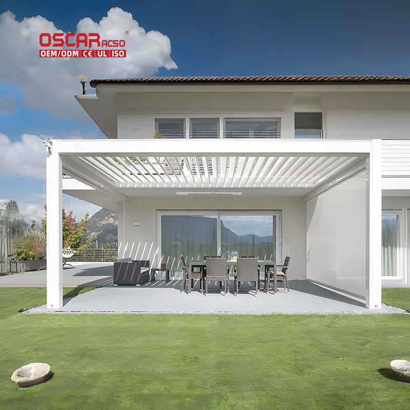 pergola aluminium outdoor glass door led