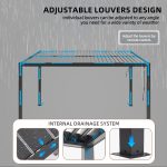 Wall - Mounted Modern Aluminium Motorized Waterproof Louvered Roof Garden Patio Balcony Outdoor Structure Shade Shelter Pergola