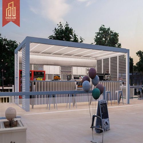 Waterproof Heavy - Duty Aluminum Flat Louvre Roof Terrace with Motor Ce - Certified Ideal Outdoor Gardens Patios Pergola