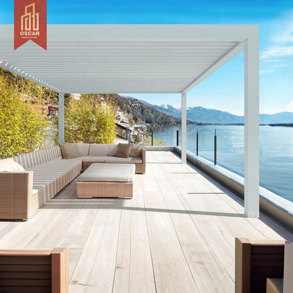 Chinese Balcony Gazebo Pergola Aluminum Louvered Roof House Balcony Remove & Ventilate Outdoor Patio Rooftop Pergola