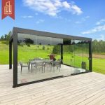 หลังคาเพิงโกลากันน้ำแบบมีช่องระบายอากาศขนาด 12X156 ฟุต พร้อมบังแดดที่ปรับได้สำหรับเฉลียงกลางแจ้งและระเบียง