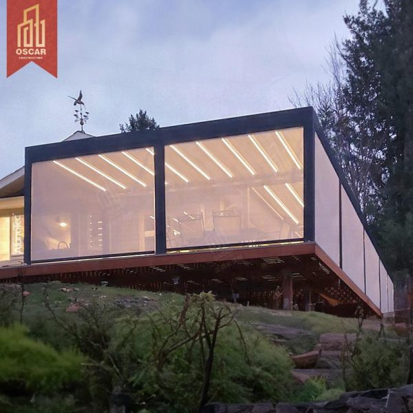 Electric Waterproof Aluminium Pergola Pavilion with Sliding Glass Doors Garden Outdoor Use Ideal Parties and Gatherings Pergola