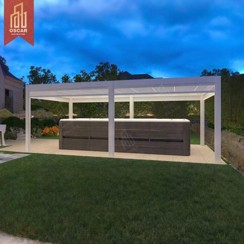 Modern Bioclimatic Waterproof Outdoor Electric Aluminum Louvered Awning Cover Garden Patio Balcony Pergola