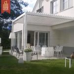 White Bioclimatic Louvered Outdoor Aluminum Pergola Garden Patio Balcony with Sun Shading Ventilation Stylish Functional Pergola