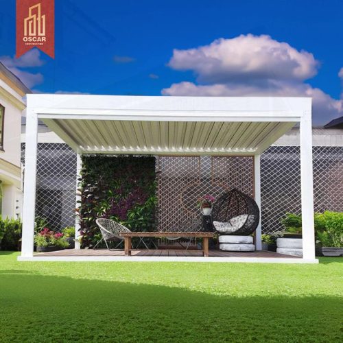 Outdoor Louvered Waterproof Opening Roof Gazebo Decking Roof Cover Garden Patio Poolside Pergola