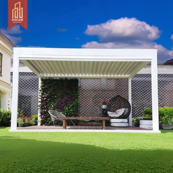 Outdoor Aluminum Gazebo Tent with Space – Saving Design and Sun – Blocking Function Patio Garden Beach Relaxation Pergola