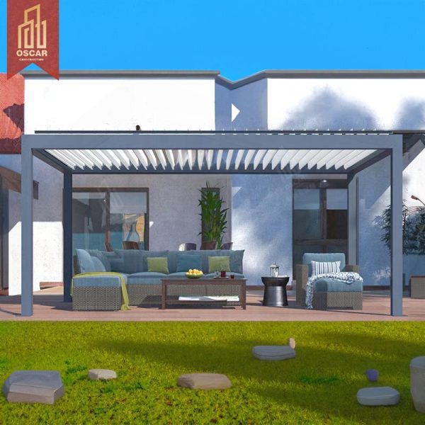 Outdoor Waterproof Modern Patio Opening Roof Garden Aluminium Gazebo Customized Pergola Backyard Lawn Poolside Pergola