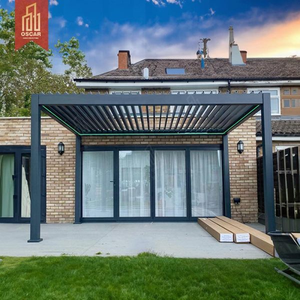 100% Waterproof Motorized Louvered Aluminium Outdoor Gazebo Leisure Garden and Outdoor Use Pergola