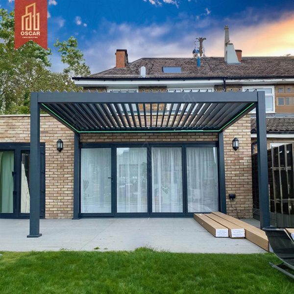 Modern Bioclimatic Waterproof Aluminum Electric Outdoor Awning Cover Louver Roof Gazebo Patio Garden Terrace Pergola