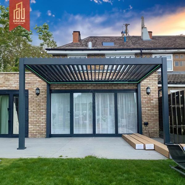 Custom 6X4 Aluminium Pergola with Manual Remote Control and Led Light Modern Bioclimatic Garden Patio Backyard Pergola