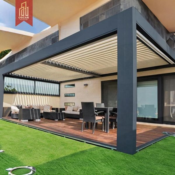 Water Resistant Bioclimatic Patio Cover Canopy Opening Roof Louver Shelter Garden Backyard Outdoor Sunshade Pergola Pergola