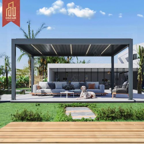 Bioclimatic Opening Aluminum Pergola with Sliding Glass Doors Modern Outdoor Furniture Villa Patio Garden Pergola