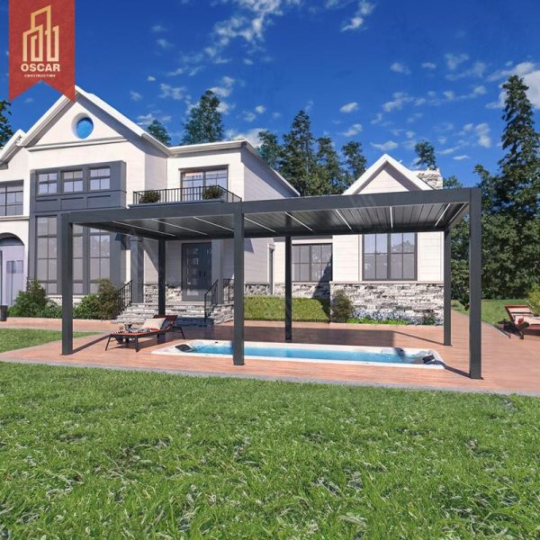 Waterproof Motorized Louvered Outdoor Aluminium Pergola Customizable Garden Patio Balcony Pergola