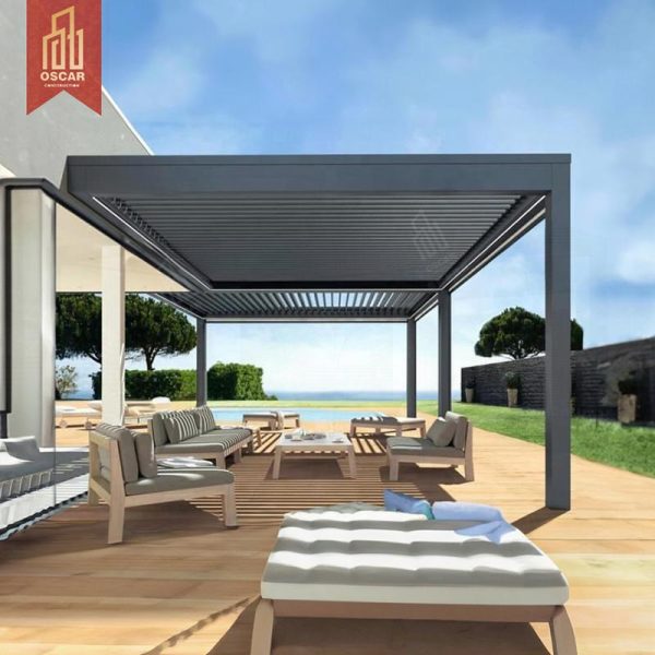 Large Louvered Pergola with Sun Shade Backyard Patio Garden Shading and Ventilating Stylish Functional Outdoor Shelter Pergola