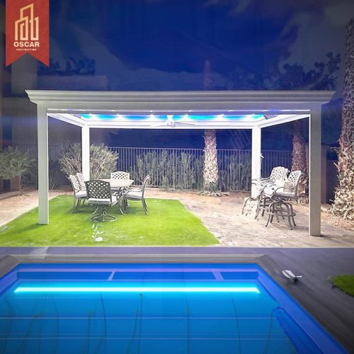 Roof Remote - Controlled Bioclimatic Aluminium Gazebo Pergola with Led Light Garden Patio Backyard 3X3 3X4 4X3 4X6 Sizes Pergola