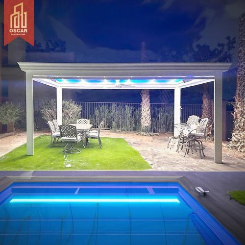 Motorized Adjustable Outdoor Aluminum Louvered Patio Roof Garden Balcony Poolside Waterproof Bioclimatic Shading Pergola