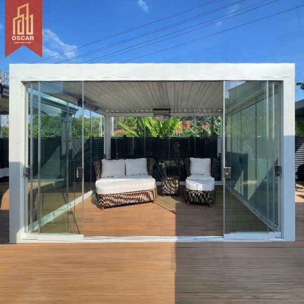 Aluminium Adjustable Rotating Outdoor Patio Canopy Cover Garden Balcony Poolside Louver Roof Pergola