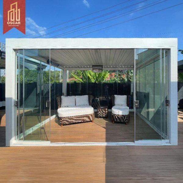 Outdoor Aluminum Louvered Roof Sun Shade with Zip Screen Gardens Patios Backyards Stylish Functional Pergola Gazebo Pergola