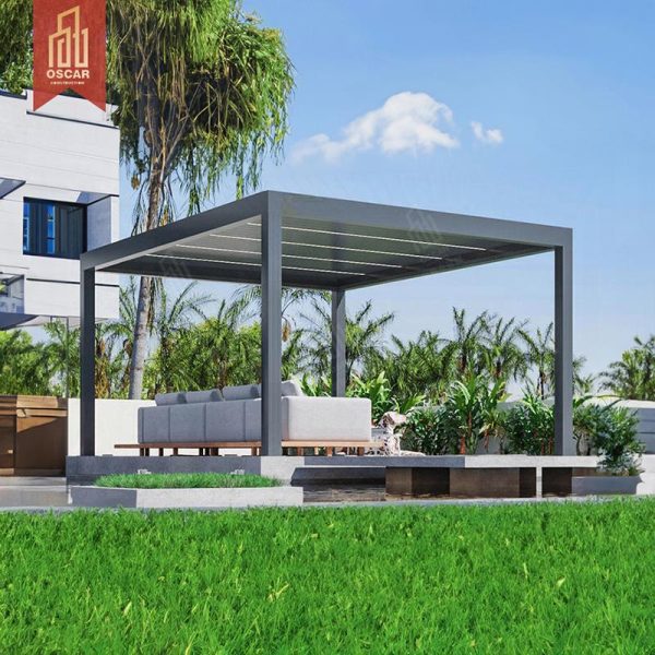 Waterproof Shading Louvered Adjustable Outdoor Patio Yard Poolside Bioclimatic Aluminium Canopy Pergola
