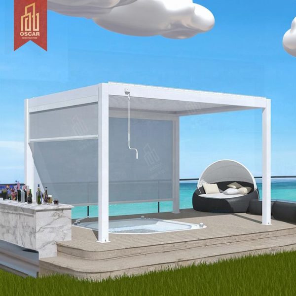 Techo de lamas de aluminio retráctil automático Ly, moderno, para exteriores, apto para las cuatro estaciones, resistente al agua, para escenas al aire libre, pérgola
