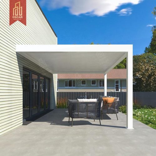 Heavy - Duty Aluminum Pergola with Motor Flat Louvre Roof Terrace Ip67 Certified Ideal Gardens and Backyards Outdoor Use Pergola