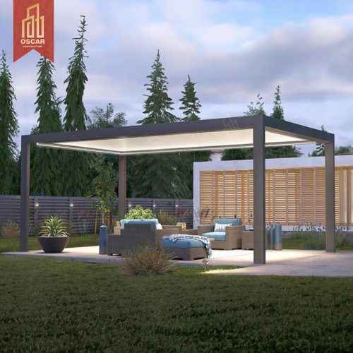 Nium Manual Louvre Roof Remote - Control Outdoor Gazebo Modern Bioclimatic Garden with Sunshade and Ventilation Function Pergola