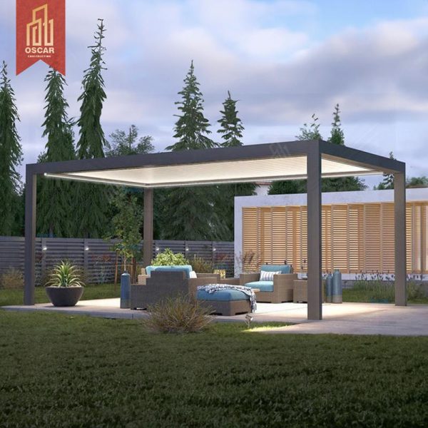 Nium Manual Louvre Roof Remote – Control Outdoor Gazebo Modern Bioclimatic Garden with Sunshade and Ventilation Function Pergola