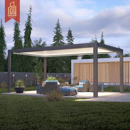 4X3 3X4 Motorized Electric Aluminium Pergola with Led Light Garden Patio Backyard Outdoor Decor Entertainment Area Pergola