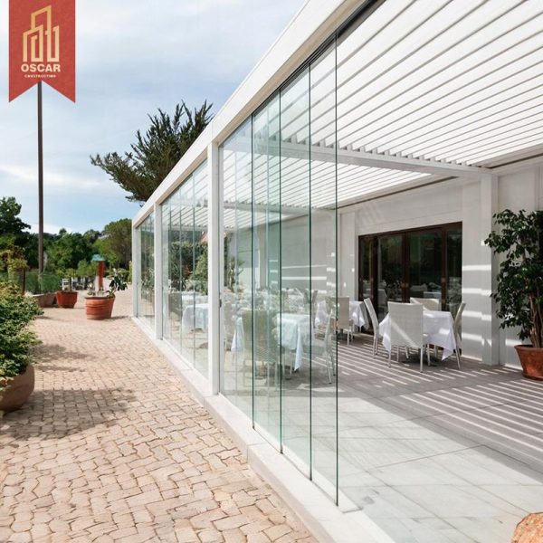Waterproof Windproof Smart Motorized Aluminium Outdoor Gazebo European Style For Courtyard Outdoor Use Pergola
