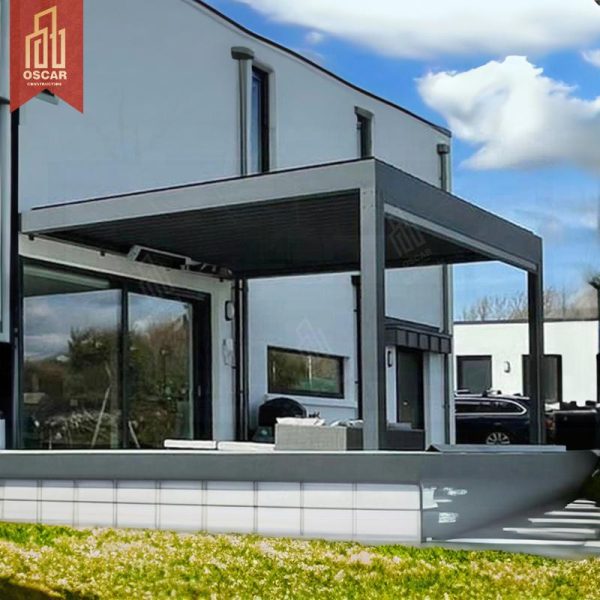 Customizable Motorised Aluminum Pergola with Automatic Feature Backyard Outdoor Kitchen Bioclimatic Use Pergola