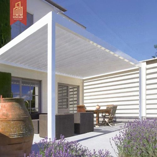 Waterproof Electric Opening Outdoor Louvered Roof Shade Structure Garden Patio Backyard Pergola