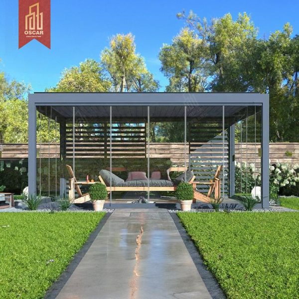 12′ * 12′ Delivery Price Modern Patio Balcony Covers with Screens Pergola Kits For Outdoor Backyard Garden Pergola