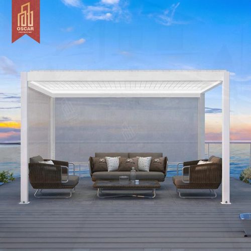 Aluminium Outdoor Shelter Elegant Waterproof Structure with Led Lights Garden Patio Balcony Pergola