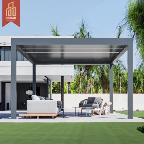 Modern Outdoor Aluminum Pergola with Waterproof Louver Roof Electric Motorized Garden Patio Backyard Pergola