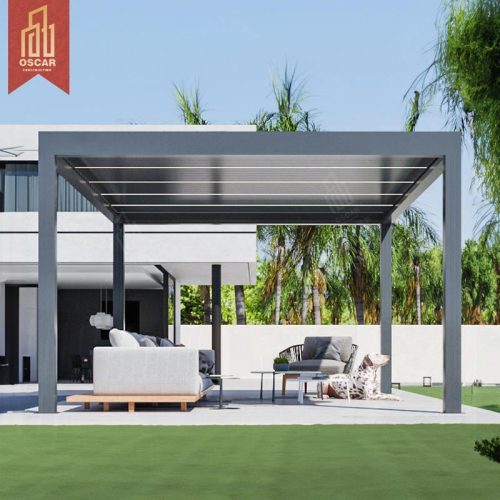 Customizable Motorised Aluminum Pergola with Automatic Feature Backyard Outdoor Kitchen Bioclimatic Use Pergola