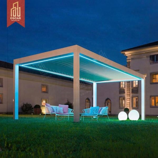 Motorized Aluminum Pergola Louvre Roof Bioclimatic Outdoor Shading Garden Patio Terrace European Style innovative Pergola
