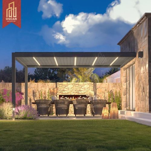 Adjustable Customized Outdoor Aluminium Louver Glass Pergola Garden Patio Backyard Modern Motorized Bioclimatic Pergola