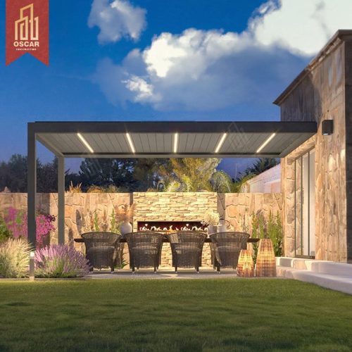 Motorized Adjustable Aluminum Pergola Louvre Roof Patio Backyard Garden Outdoor Pergola