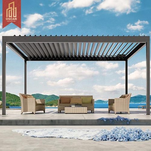Motorised Opening Aluminum Outdoor Garden Furniture Patio Waterproof Louver Roof Pergola Backyard Terrace Balcony Pergola