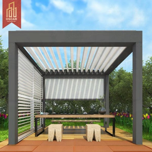 Torized Aluminium Shade Garden Outdoor Pavilion with Adjustable Louver and Shading Function Ideal Patio Backyard Terrace Pergola