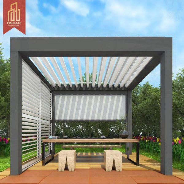 Customized Sustainable 8X8 Waterproof Louvered Pure Aluminum Pergola Garden Gazebo Backyard Patio Balcony Setup Pergola