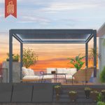 Water Resistant Bioclimatic Patio Cover Canopy Opening Roof Louvered Sunshade Shelter Garden Terrace Balcony Pergola