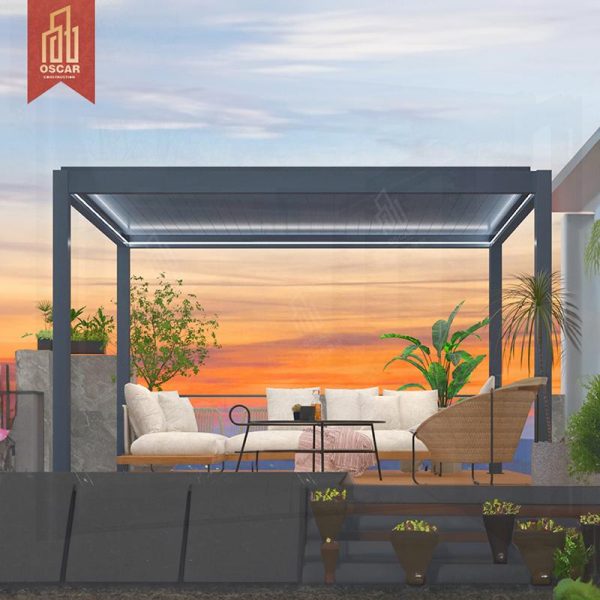 Motorized Aluminum Louvre Roof Bioclimatic Outdoor Shading Garden Patio Balcony innovative Durable Aluminum Pergola Pergola