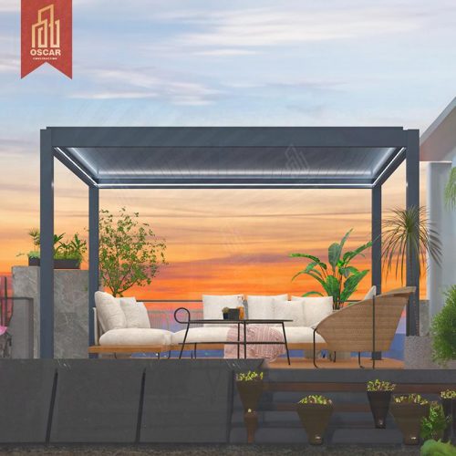 Outdoor Aluminium Pergola Durable Waterproof Gazebo with Sliding Glass Doors Garden Patio Backyard Pergola