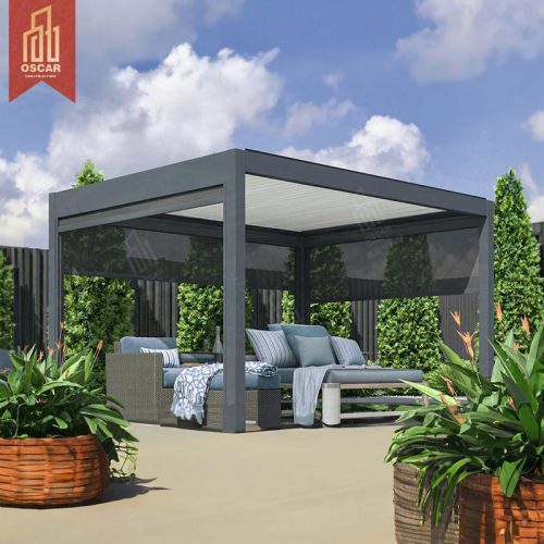 Motorized Adjustable Louvre Roof Aluminum Outdoor Shade Garden Patio Backyard Outdoor Shading Solution Pergola