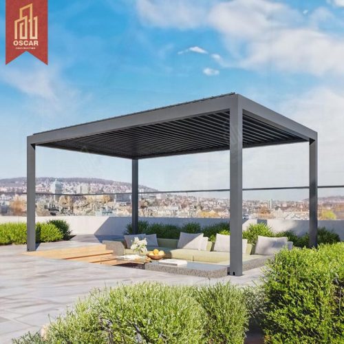 High Quality Motorized Waterproof Garden Louver Pergola with Sun Shade Patio Backyard Outdoor Pergola
