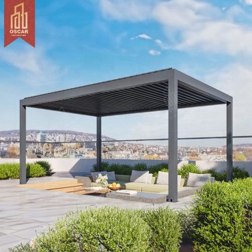 Remote - Controlled Outdoor Shade Structure Garden Patio Backyard Metal - Framed Outdoor Shelter Pergola