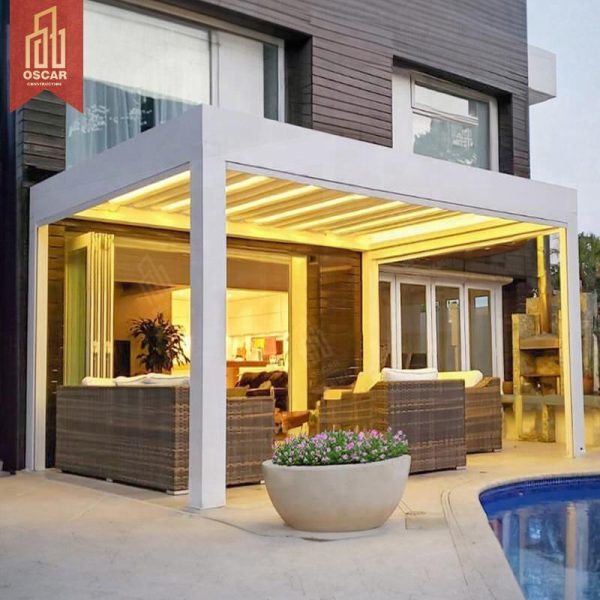 Chinese Balcony Gazebo Pergola Aluminum Louvered Roof House Balcony Removable and Adjustable Outdoor Patio Garden Use Pergola