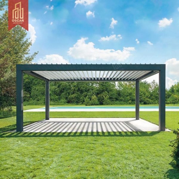 Motorised Waterproof Aluminum Outdoor Louvered Gazebo Patio Garden Bioclimatic Pergola Ideal Backyard Poolside Party Pergola